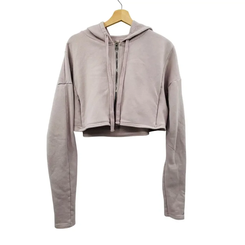 alo yoga light lavender cropped zip hoodie